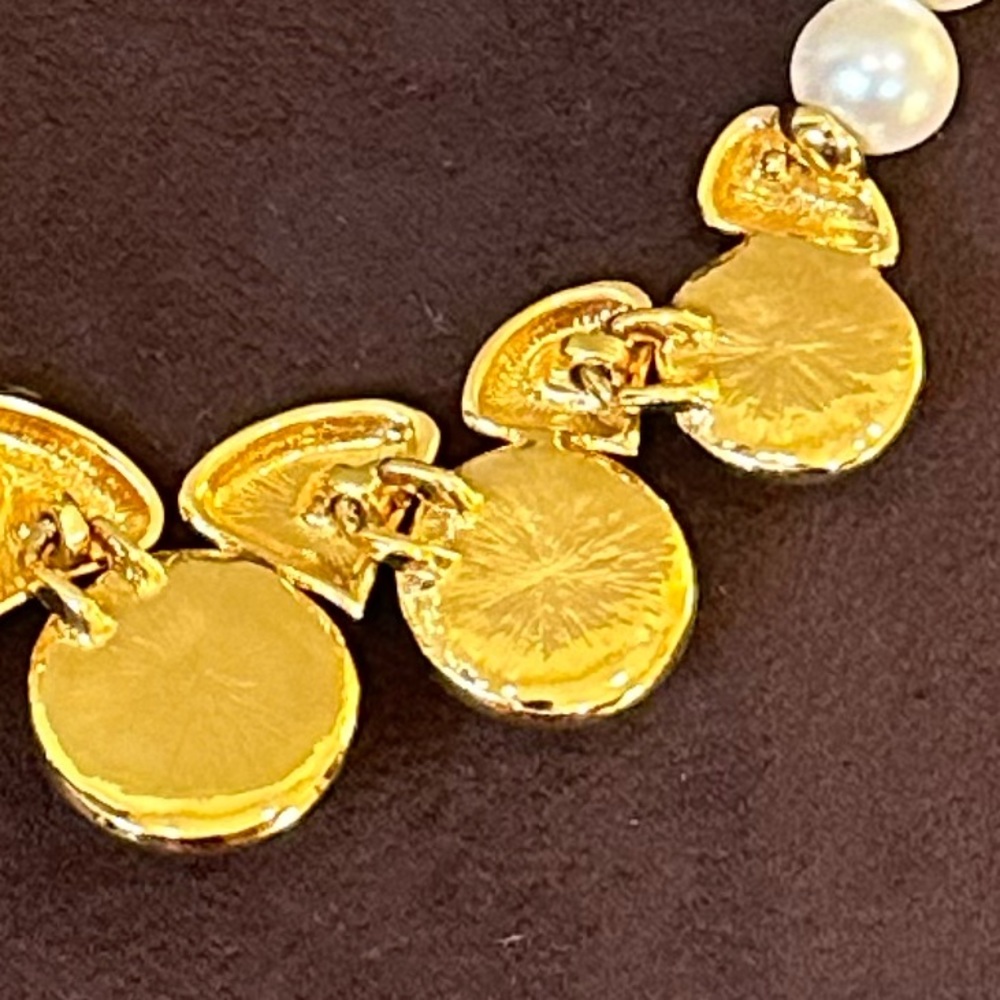 🌟14xHP🌟VTG 1980s-90s Napier Chunky Faux Pearl & Gold Tone Statement Necklace - Picture 5 of 13